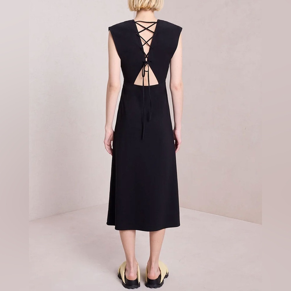 A.L.C. Black Amelie Midi Dress. Cut out Back, Sleeveless Women’s Size 0 A-line - Picture 3 of 6